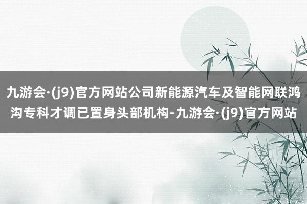 九游会·(j9)官方网站公司新能源汽车及智能网联鸿沟专科才调已置身头部机构-九游会·(j9)官方网站