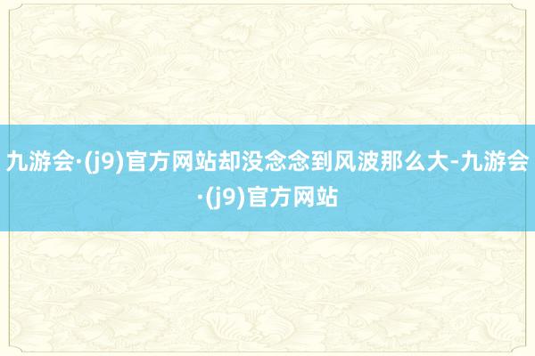 九游会·(j9)官方网站却没念念到风波那么大-九游会·(j9)官方网站